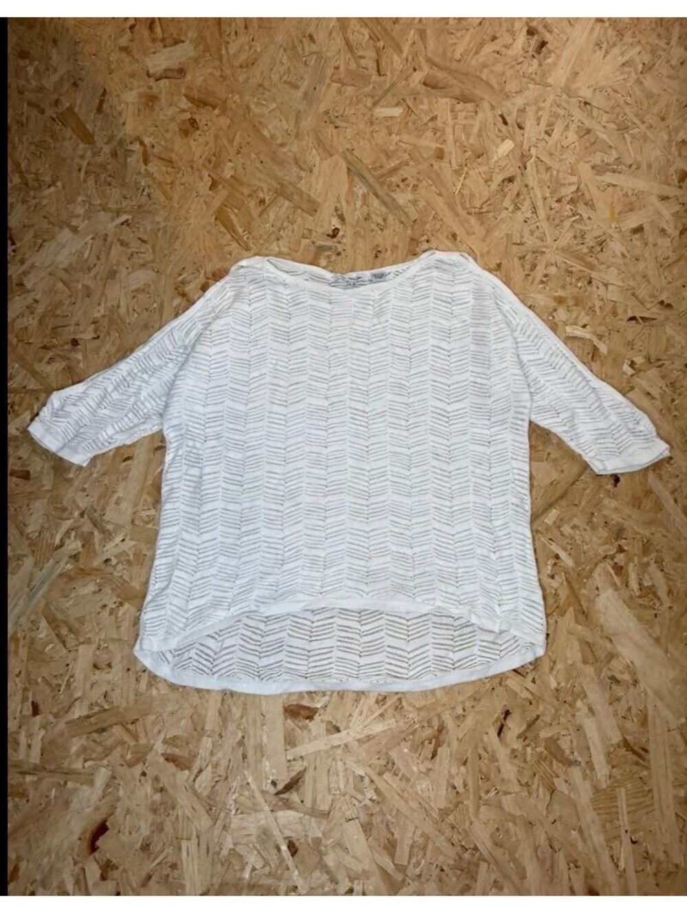Eight Eight Eight Womens XL White Knit Top Cold Shoulder Chevron High Low Cotton